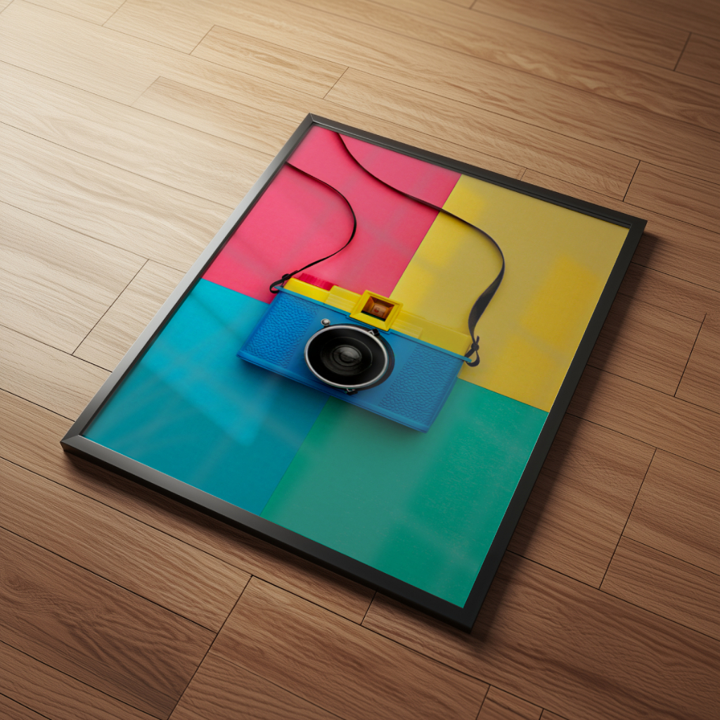 Arte Pop Câmera Retrô 30 x 42 cm com moldura