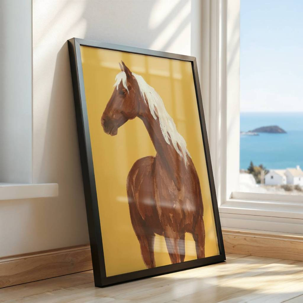 Quadro Cavalo Arte Minimalista 30 x 42 cm em ambiente decorado
