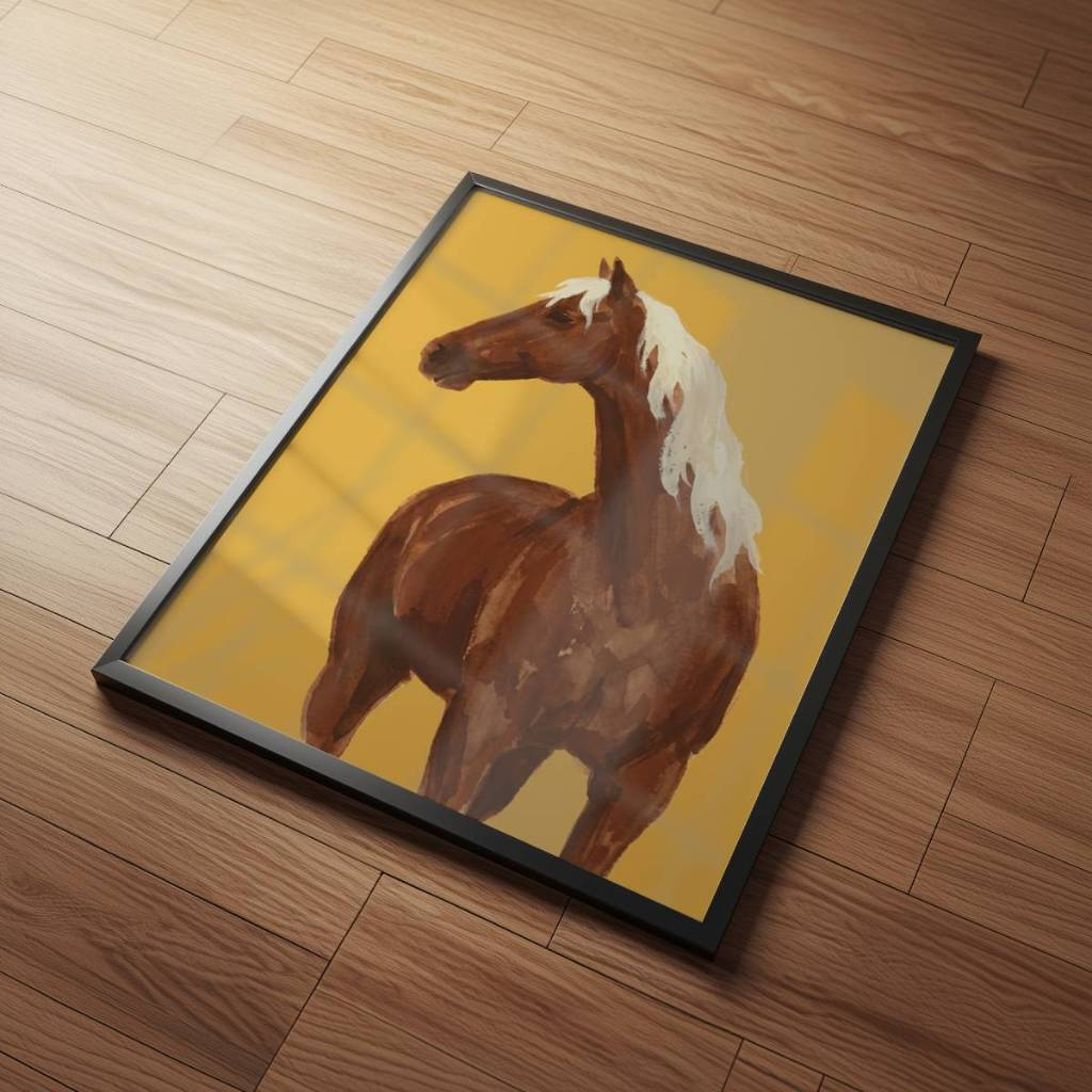 Arte Minimalista Cavalo 30 x 42 cm com moldura