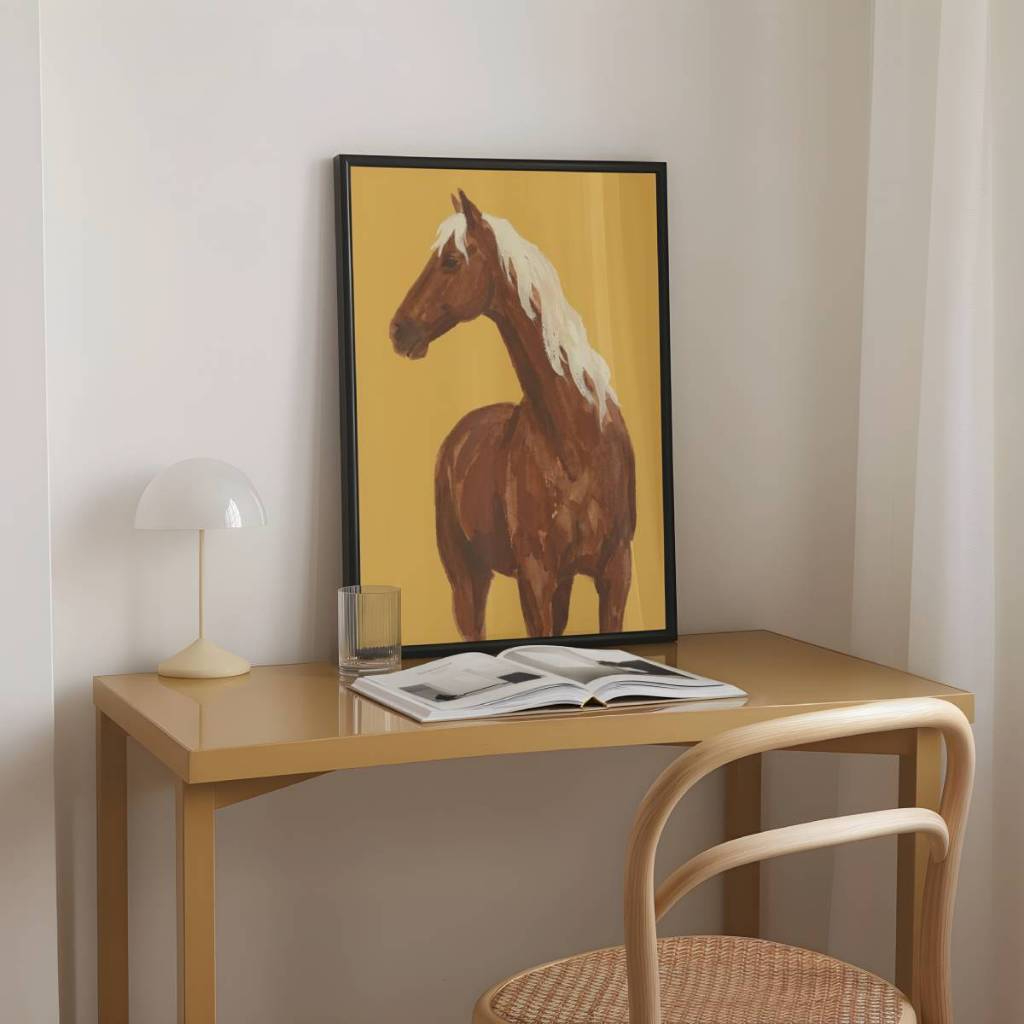 Detalhes do Quadro Cavalo Arte Minimalista 30 x 42 cm