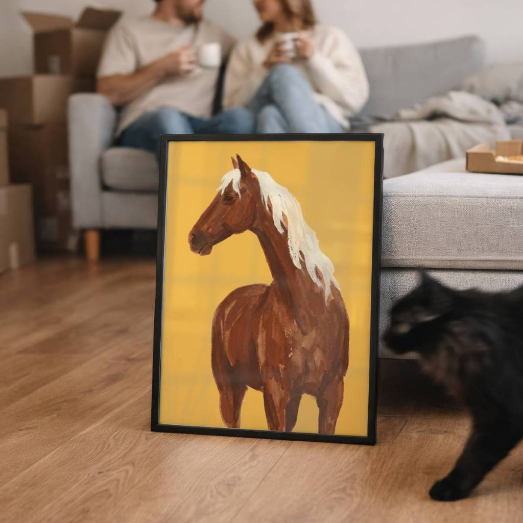 Quadro Decorativo Cavalo Arte Minimalista 30 x 42 cm