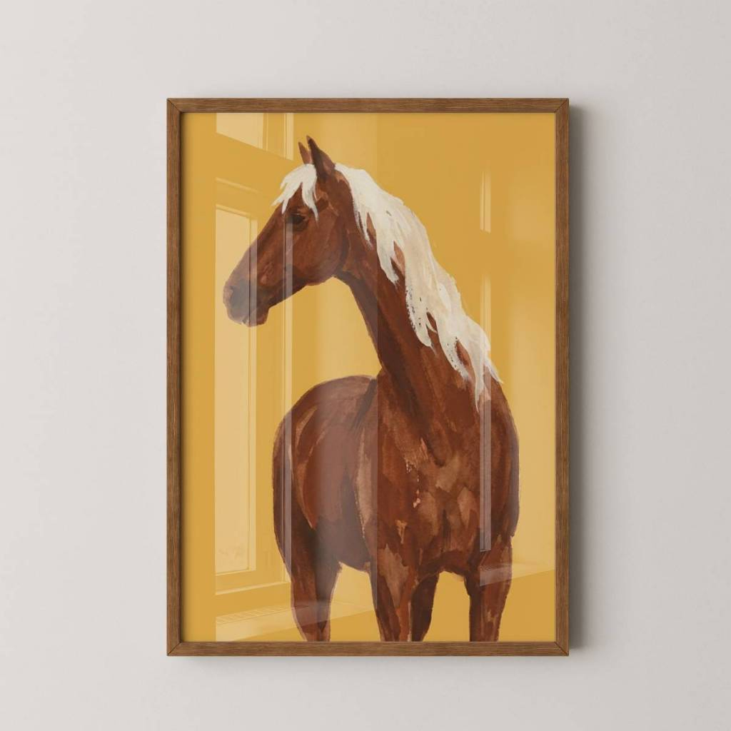 Quadro Cavalo 30 x 42 cm com moldura marrom