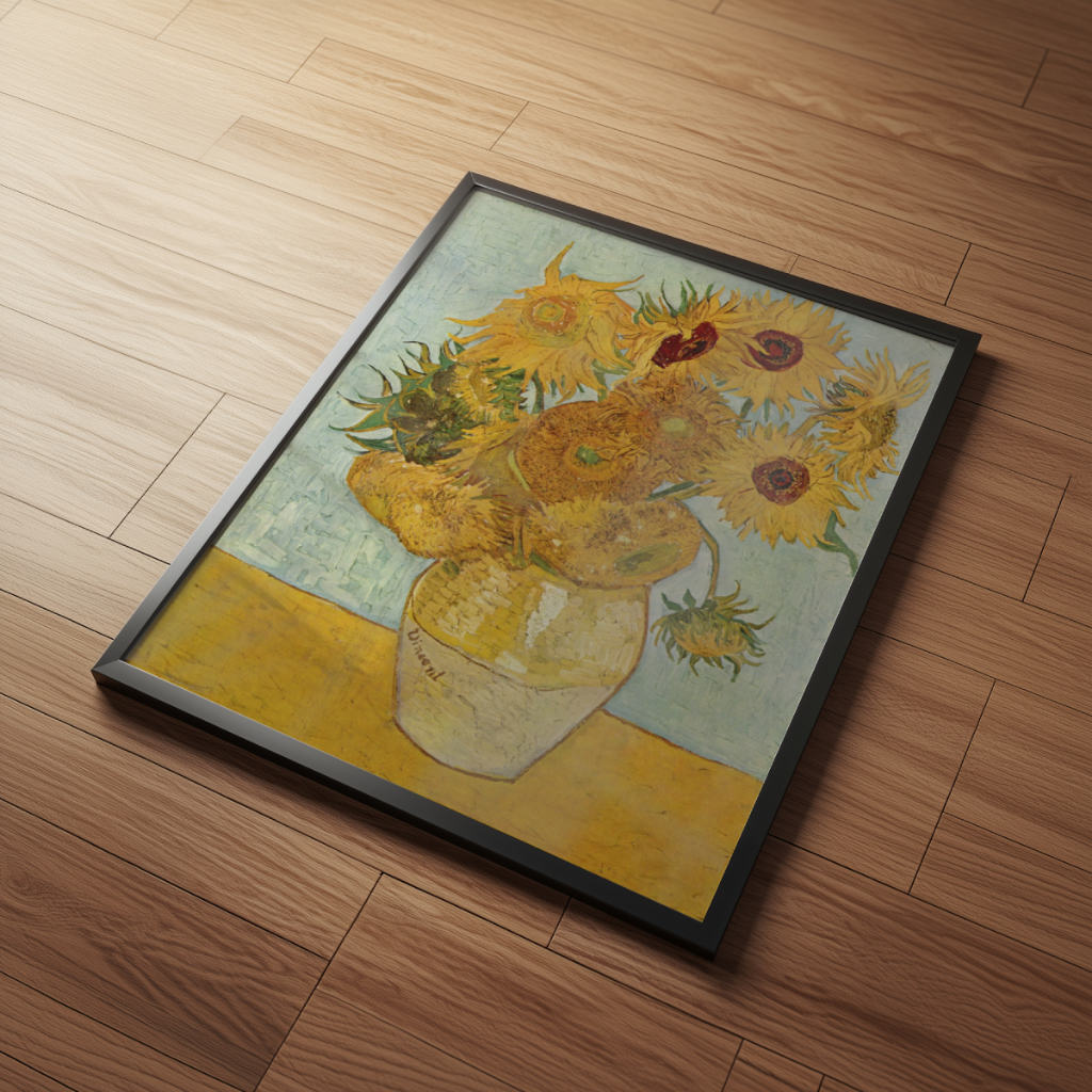Arte Girassóis Van Gogh 30 x 42 cm com moldura