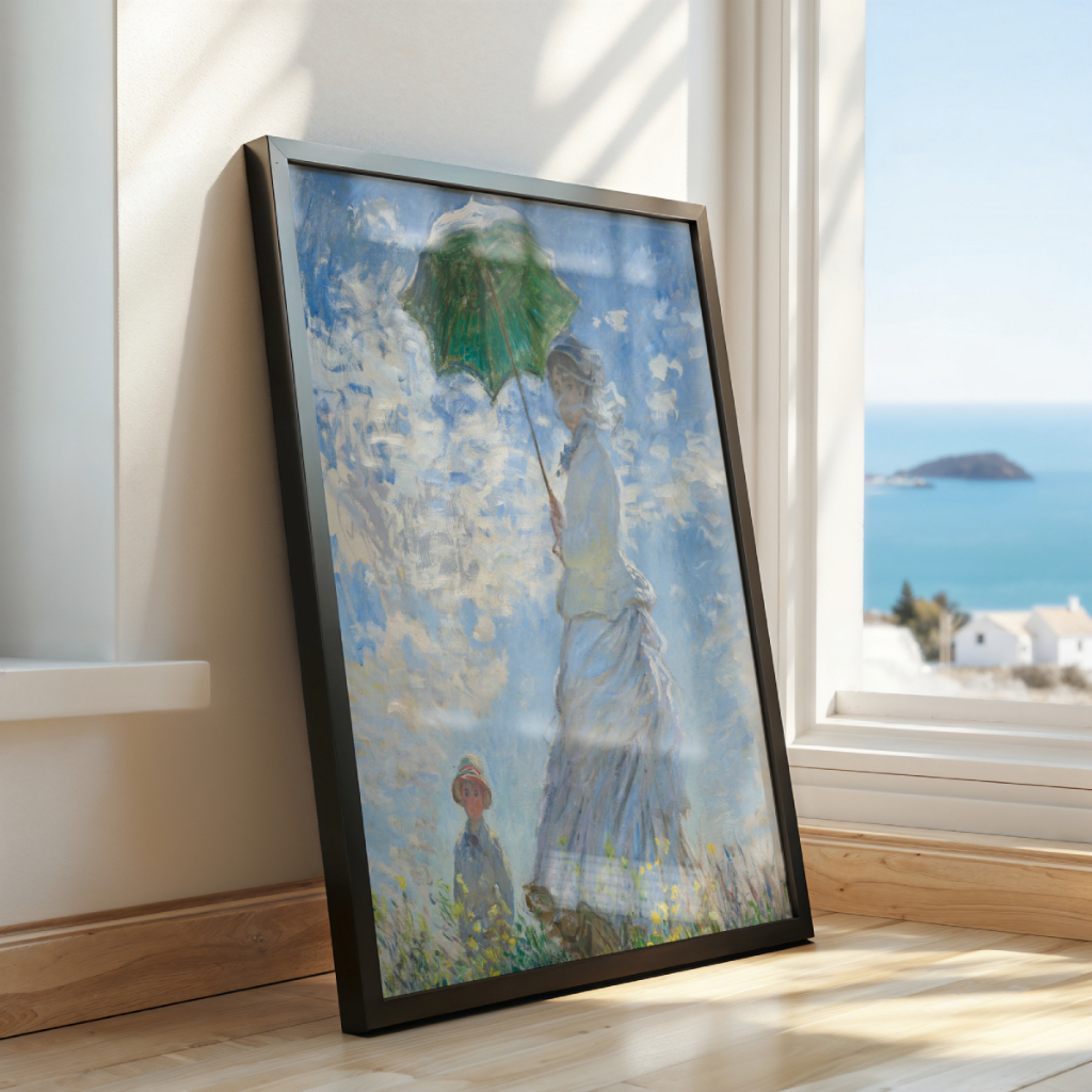 Quadro Mulher com Sombrinha Claude Monet 30 x 42 cm em ambiente decorado