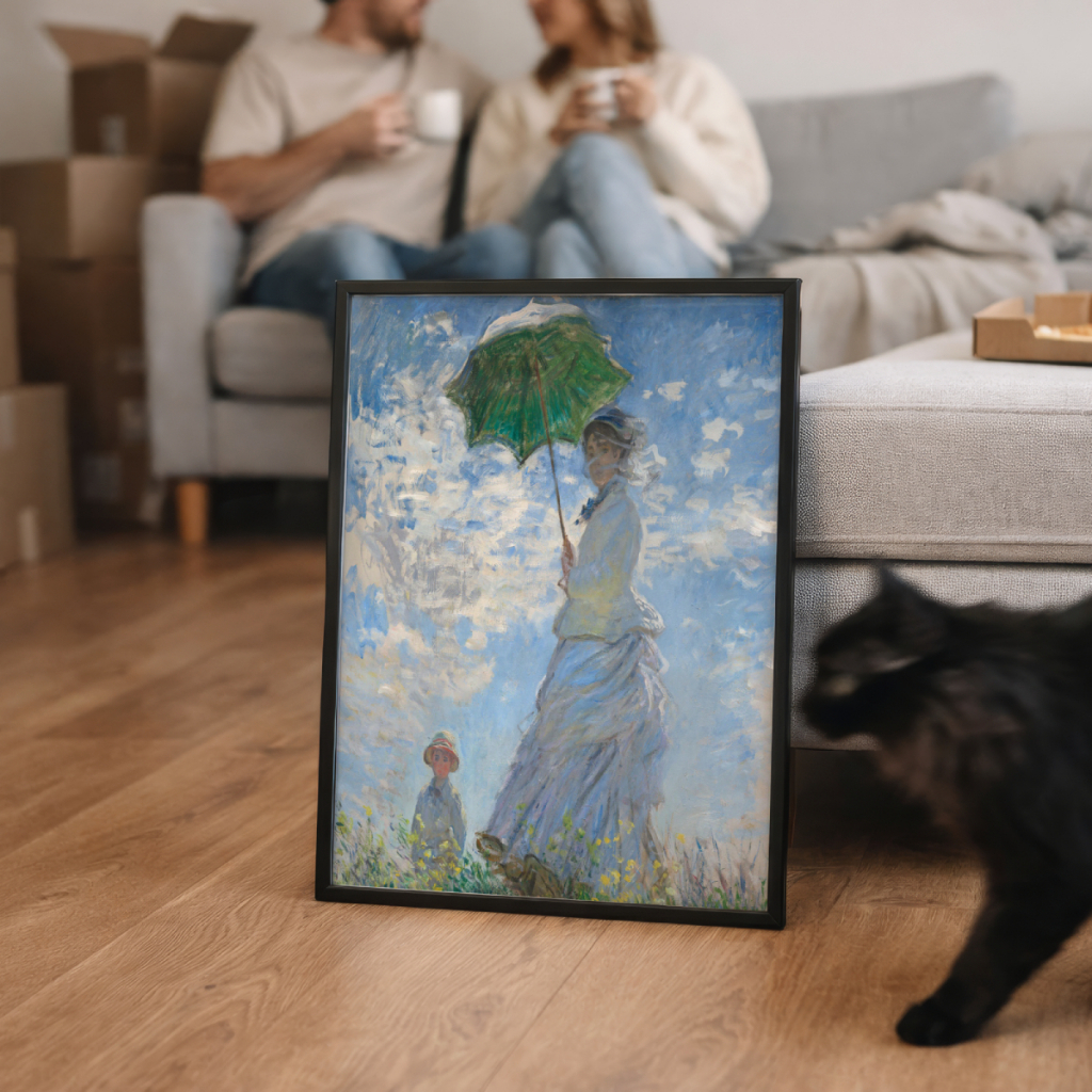 Quadro Decorativo Mulher com Sombrinha Claude Monet 30 x 42 cm