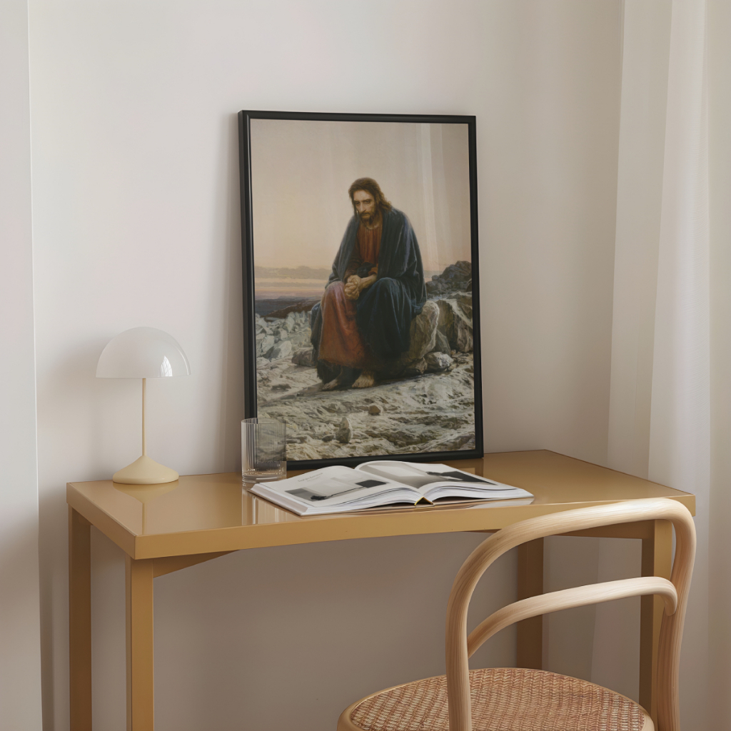 Detalhes do Quadro Jesus Cristo no Deserto 30 x 42 cm