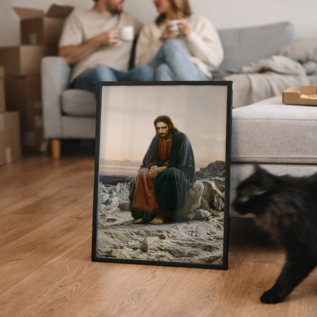 Quadro Decorativo Jesus Cristo no Deserto 30 x 42 cm