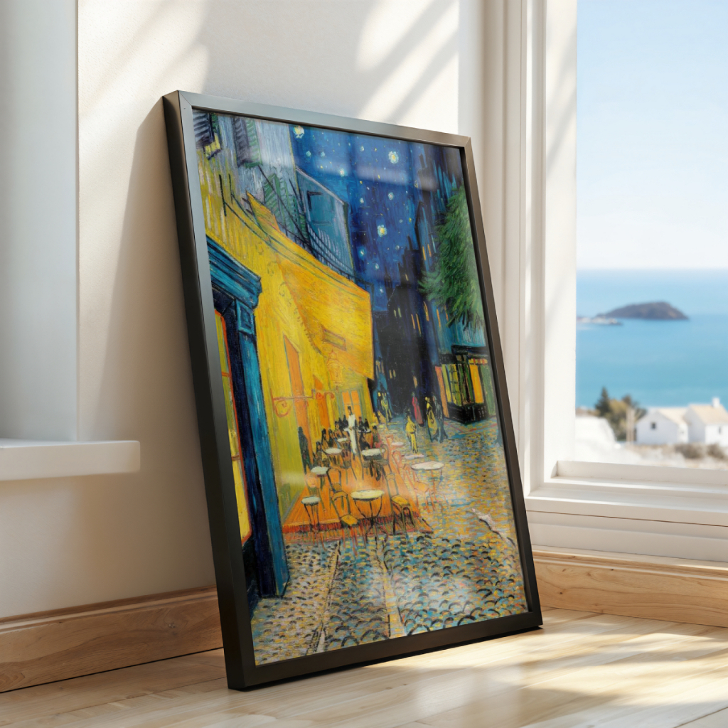 Quadro Van Gogh Terraço do Café à Noite 30 x 42 cm em ambiente decorado
