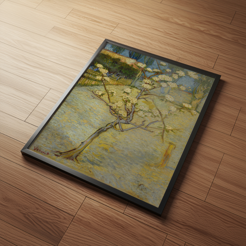 Arte Pequena Pereira em Flor Van Gogh 30 x 42 cm com moldura