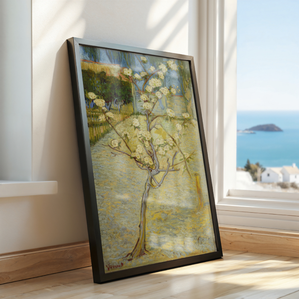Quadro Van Gogh Pequena Pereira em Flor 30 x 42 cm em ambiente decorado
