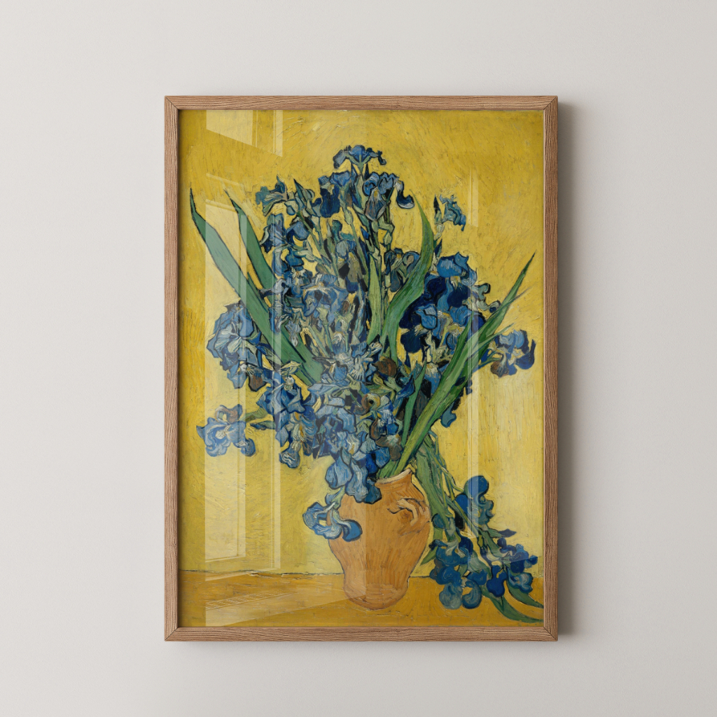 Quadro Van Gogh Íris 30 x 42 cm com moldura carvalho