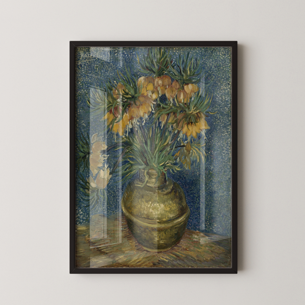 Quadro Decorativo Van Gogh Fritilárias Imperiais em um Vaso de Cobre 30 x 42 cm com moldura