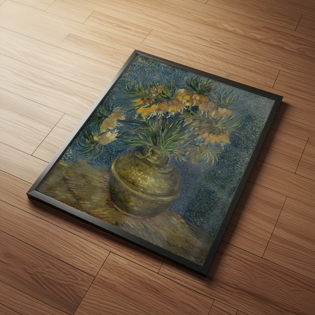Arte Fritilárias Imperiais em um Vaso de Cobre Van Gogh 30 x 42 cm com moldura