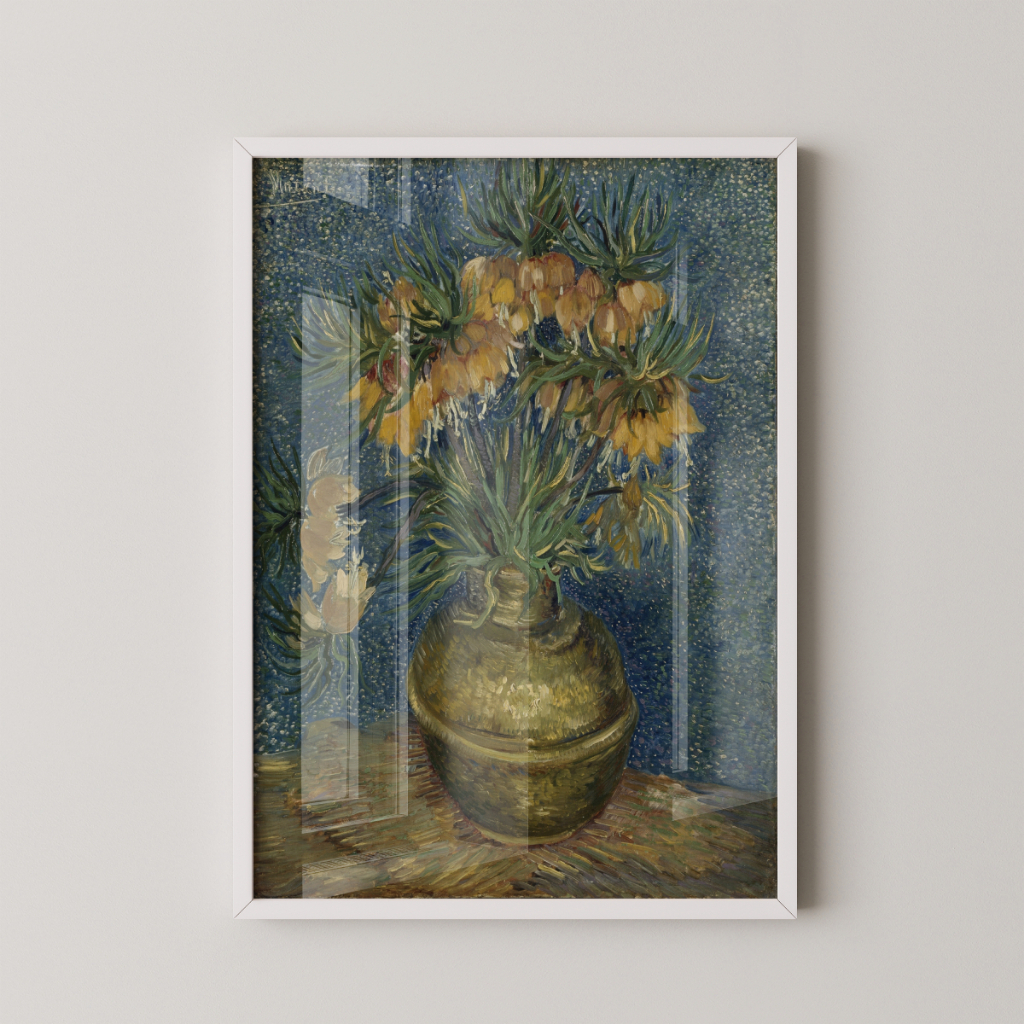 Quadro Van Gogh Fritilárias Imperiais 30 x 42 cm com moldura branca