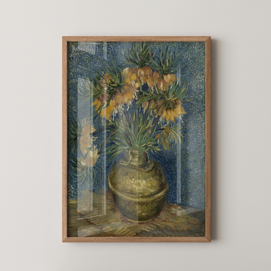 Quadro Van Gogh Fritilárias Imperiais 30 x 42 cm com moldura carvalho