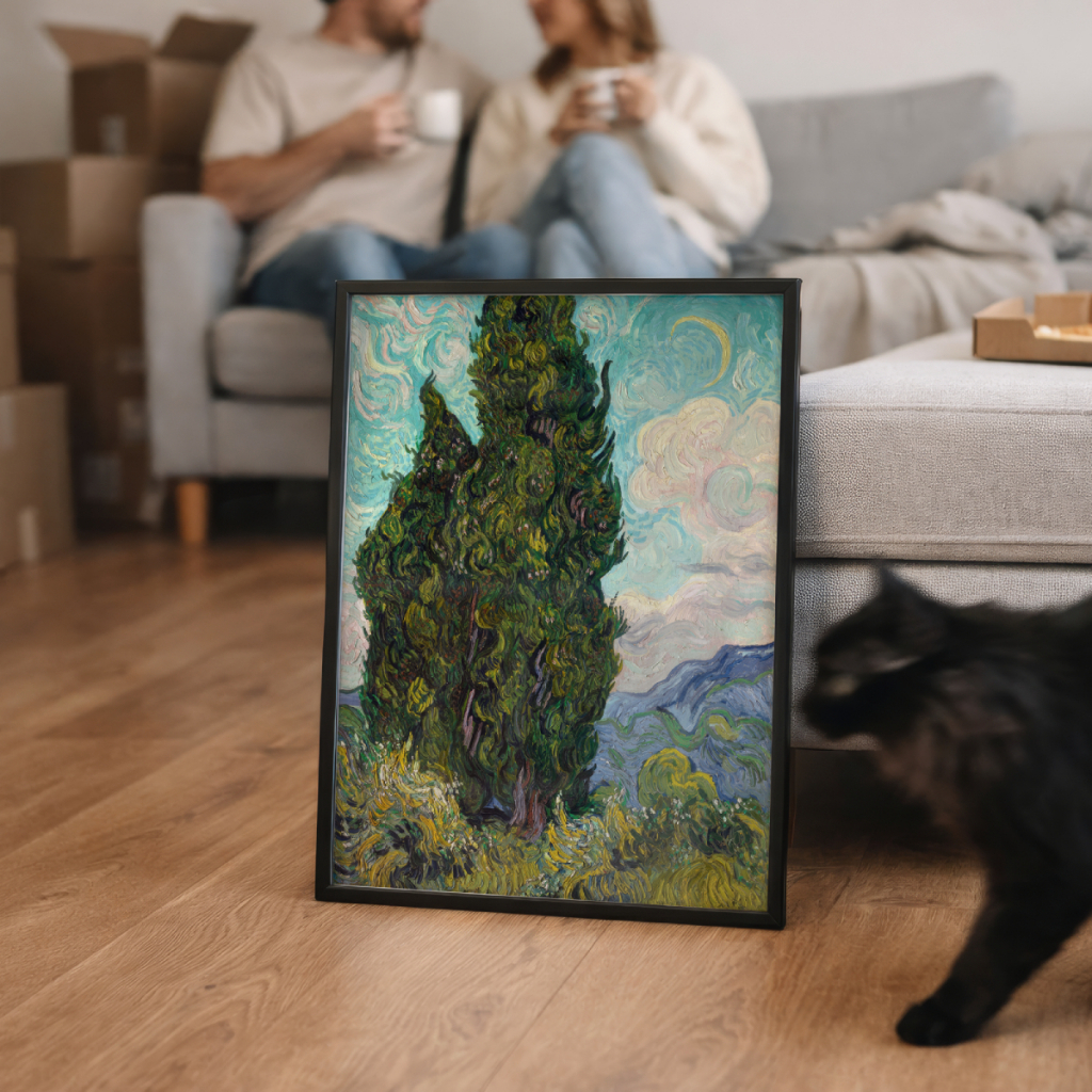 Quadro Decorativo Van Gogh Ciprestes 30 x 42 cm