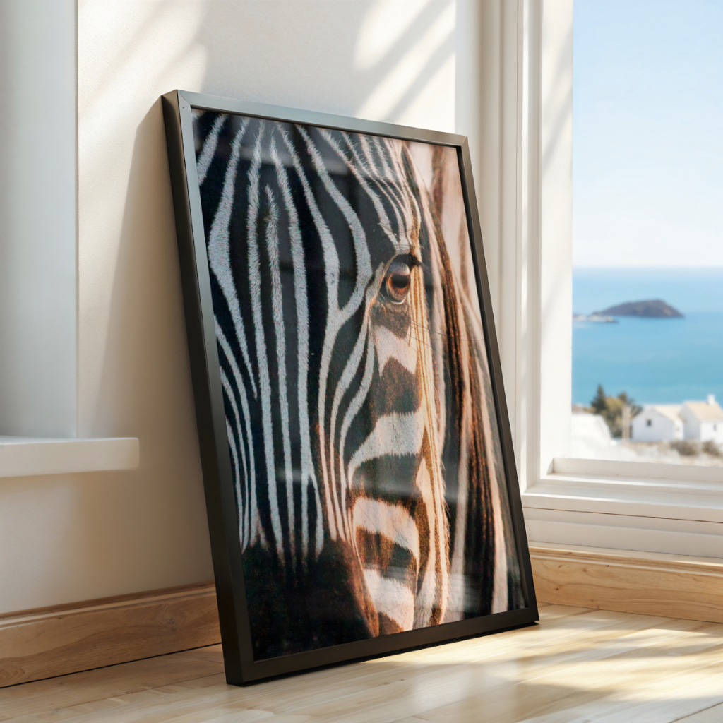 Quadro Zebra 30 x 42 cm em ambiente decorado