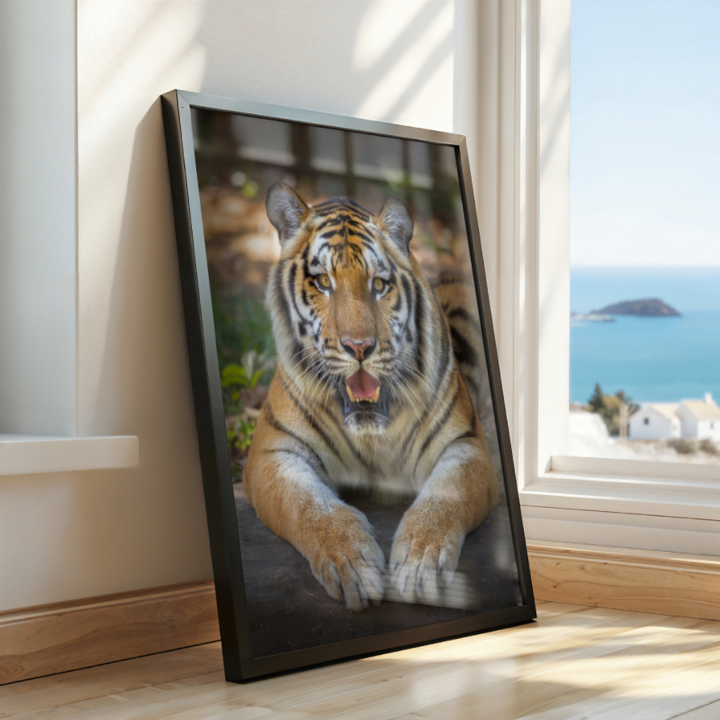 Quadro Tigre 30 x 42 cm em ambiente decorado