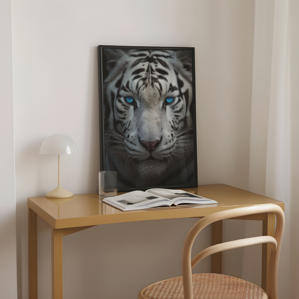 Detalhes do Quadro Decorativo Tigre Branco 30 x 42 cm