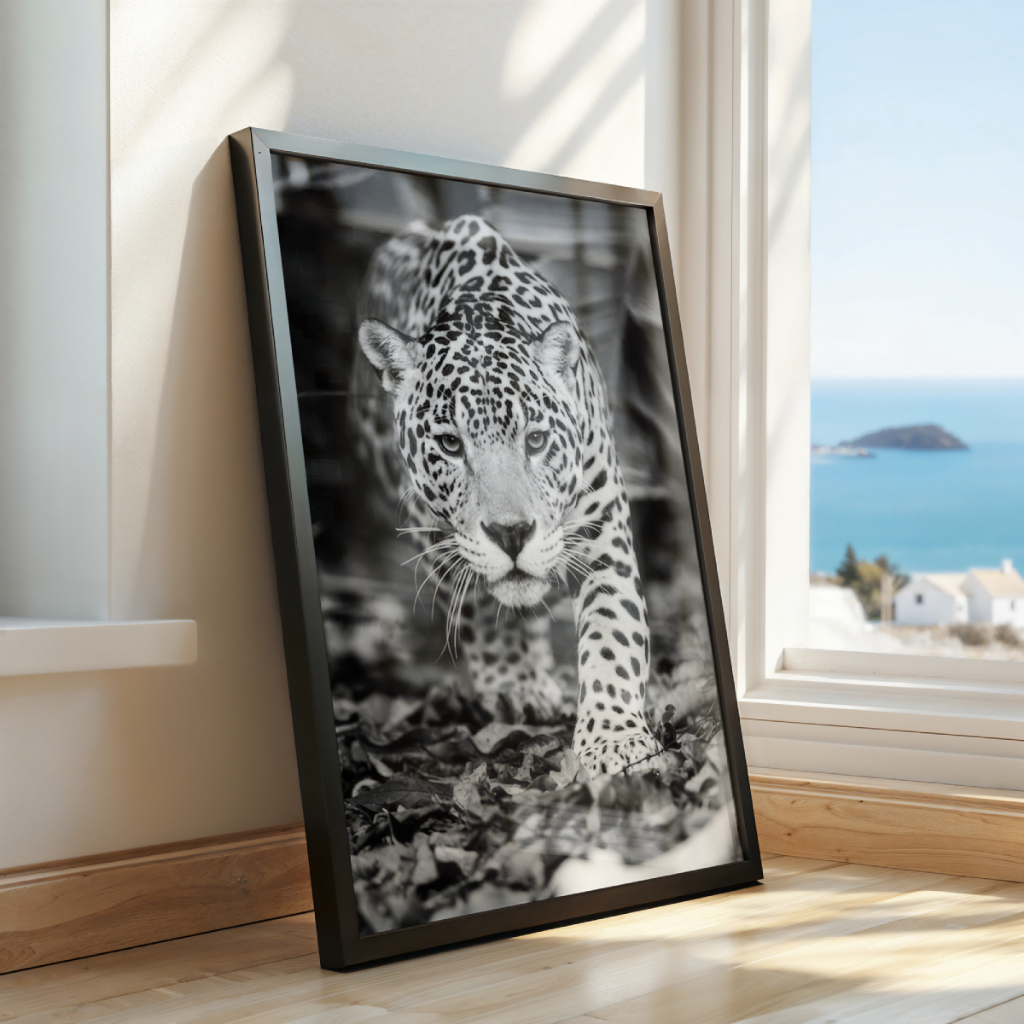 Quadro Onça-Pintada 30 x 42 cm em ambiente decorado