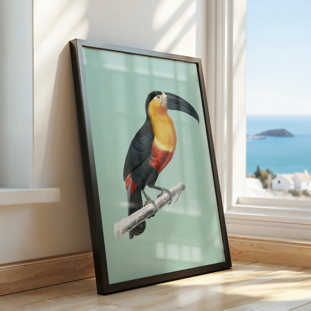 Quadro Tucano 30 x 42 cm em ambiente decorado