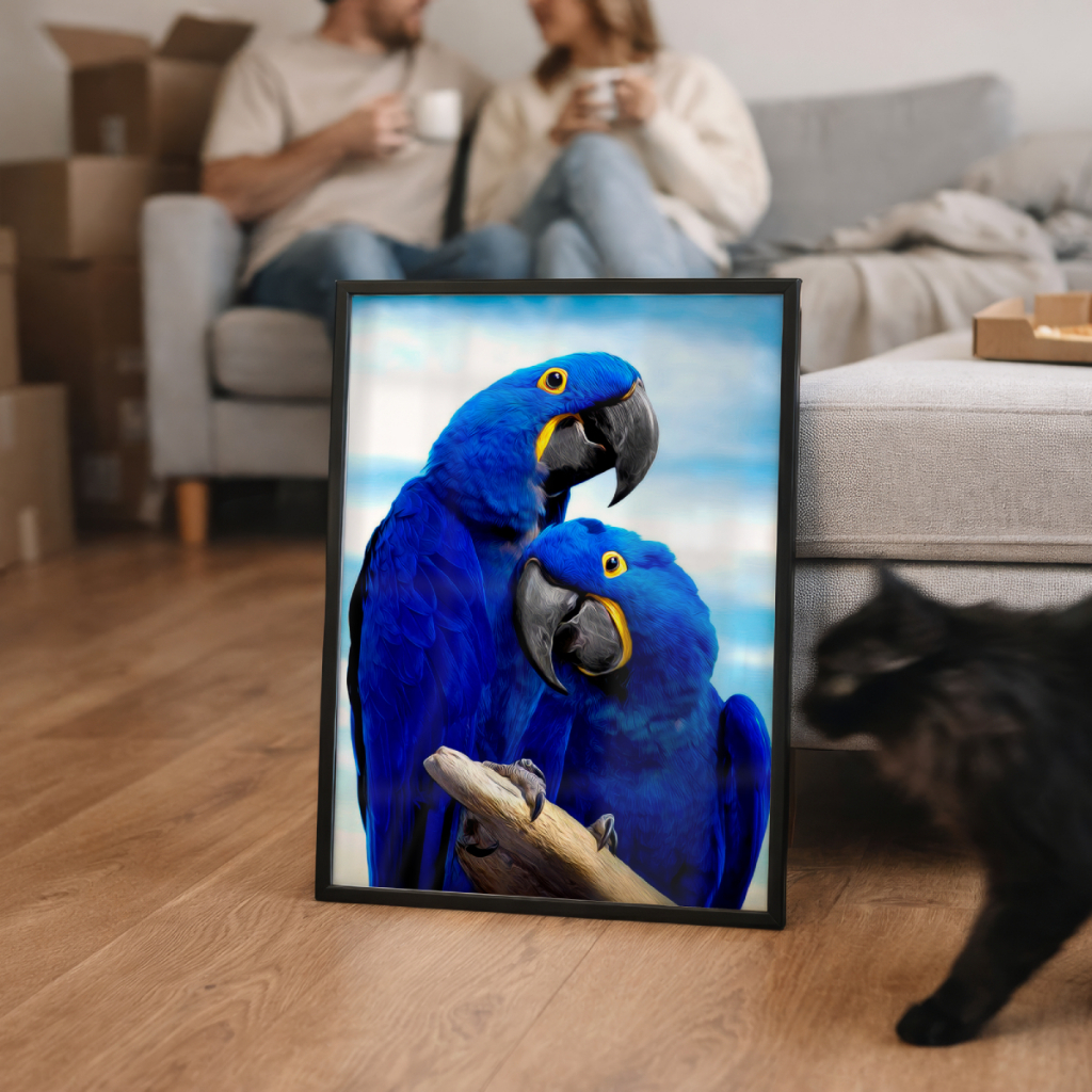 Quadro Decorativo Animais Arara Azul 30 x 42 cm
