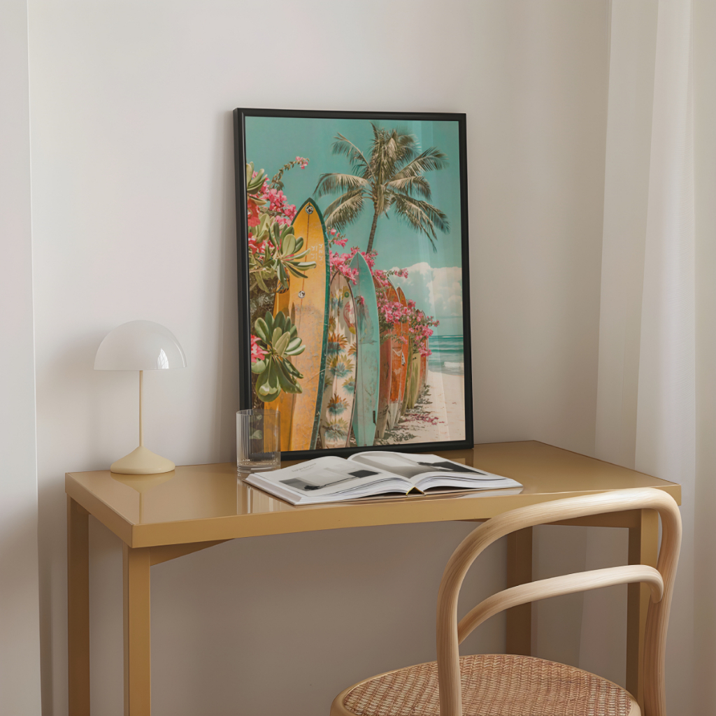 Detalhes do Quadro Decorativo Praia Pranchas Surf 30 x 42 cm