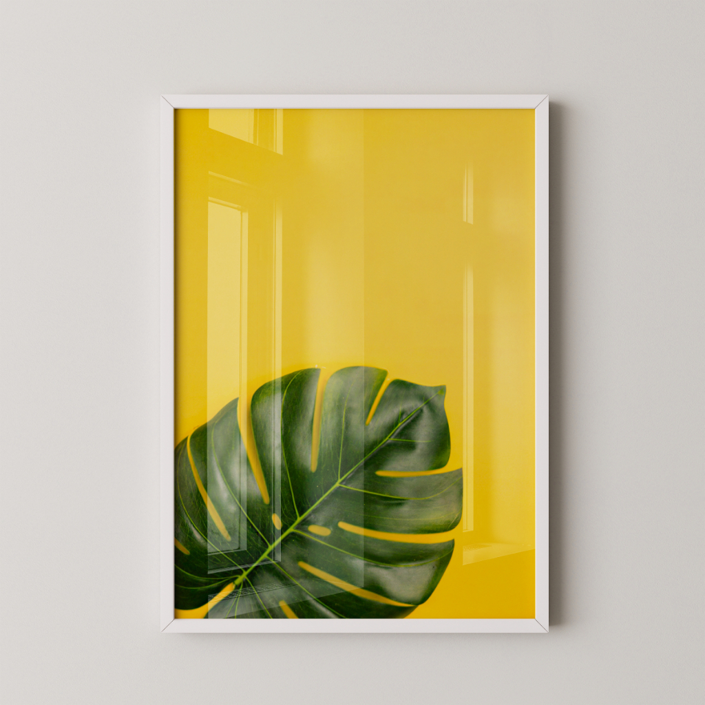 Quadro Costela-de-Adão 30 x 42 cm com moldura branca