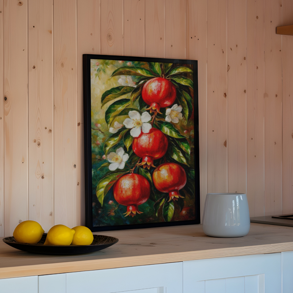 Quadro Romã 30 x 42 cm em ambiente decorado