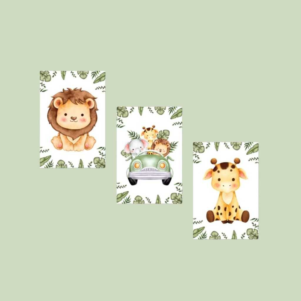 Quadros Safari infantil 20 x 30 cm sem moldura