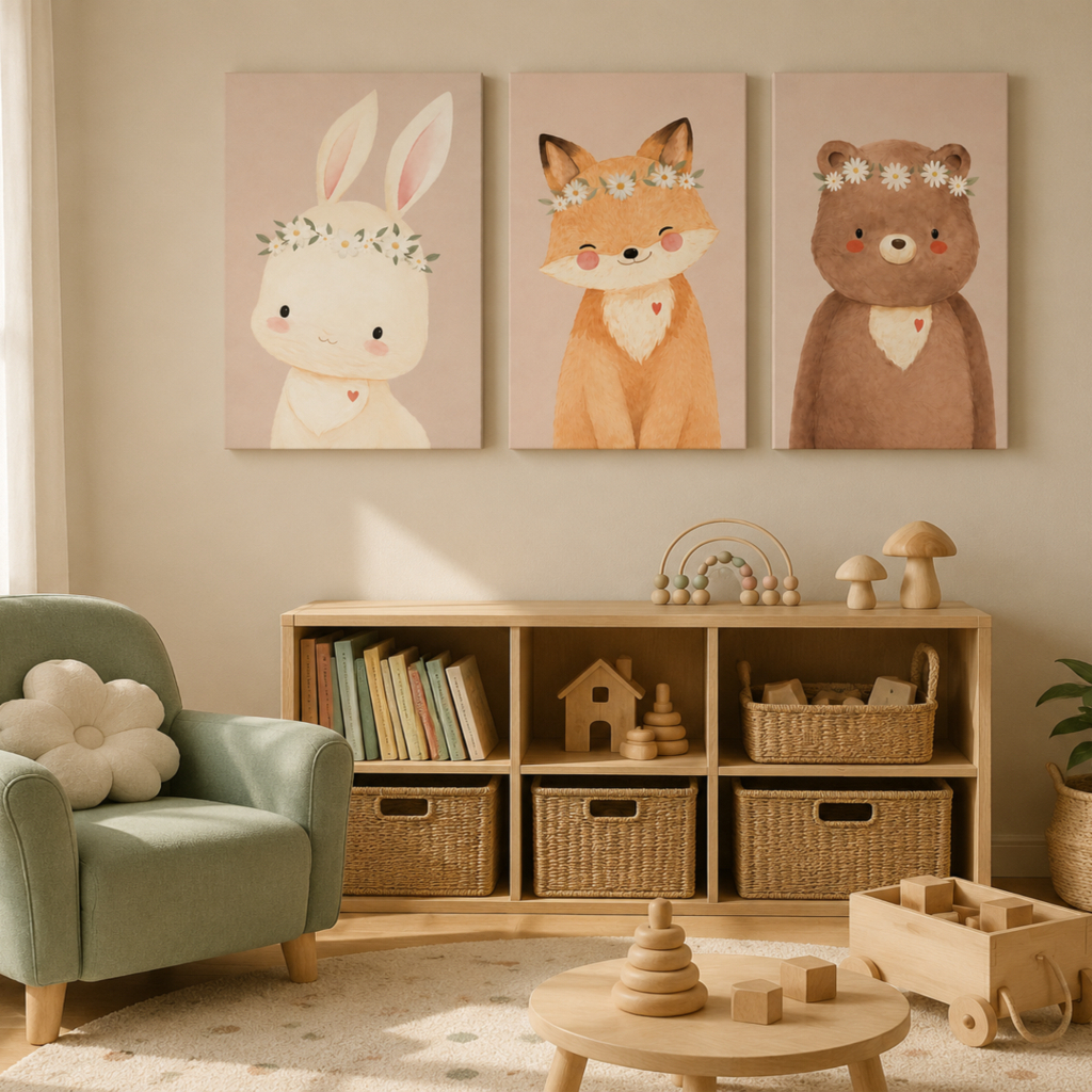 Detalhes da composição decorativa infantil com animais