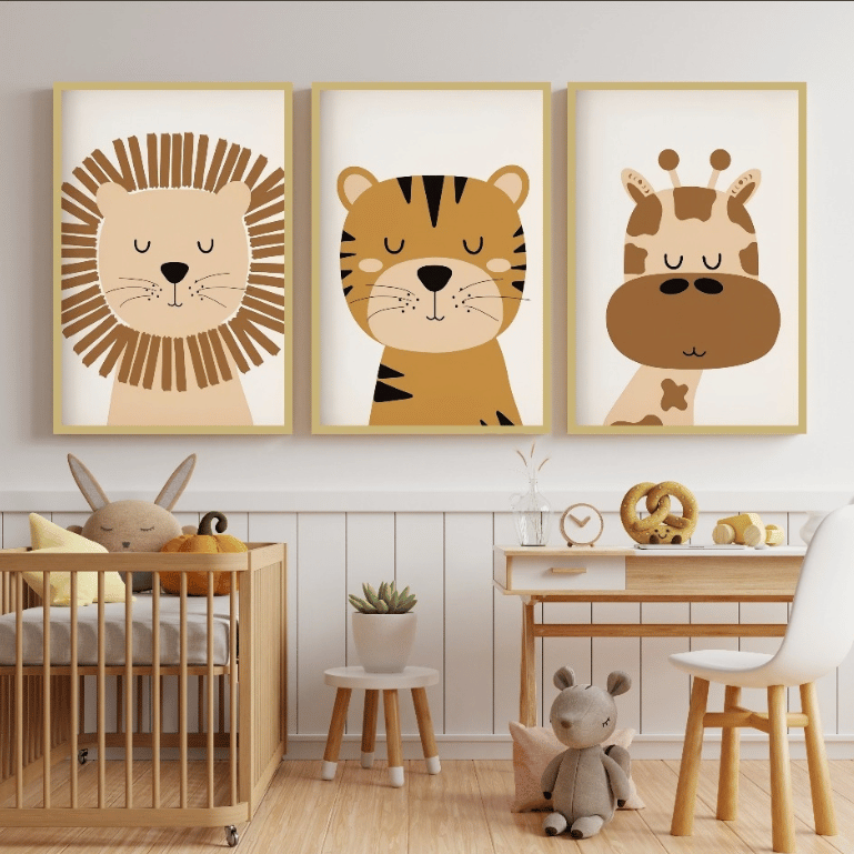 Arte decorativa Safari Baby em composição infantil