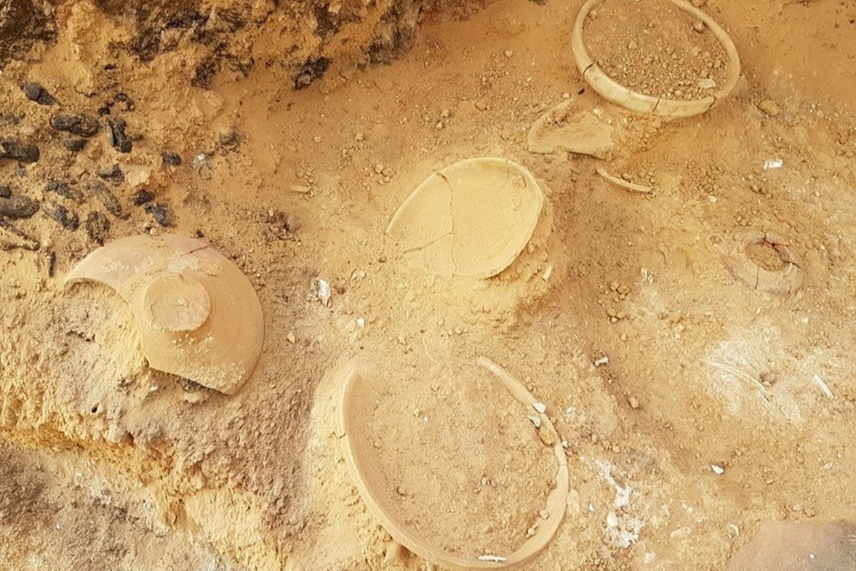 Figurines discovered in the excavation. (Photo: Dafna Gazit, Israel Antiquities Authority)