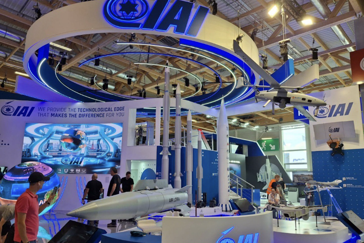 Elbit Systems pavilion at the Paris defense expo (Photo: Israel Ministry of Defense