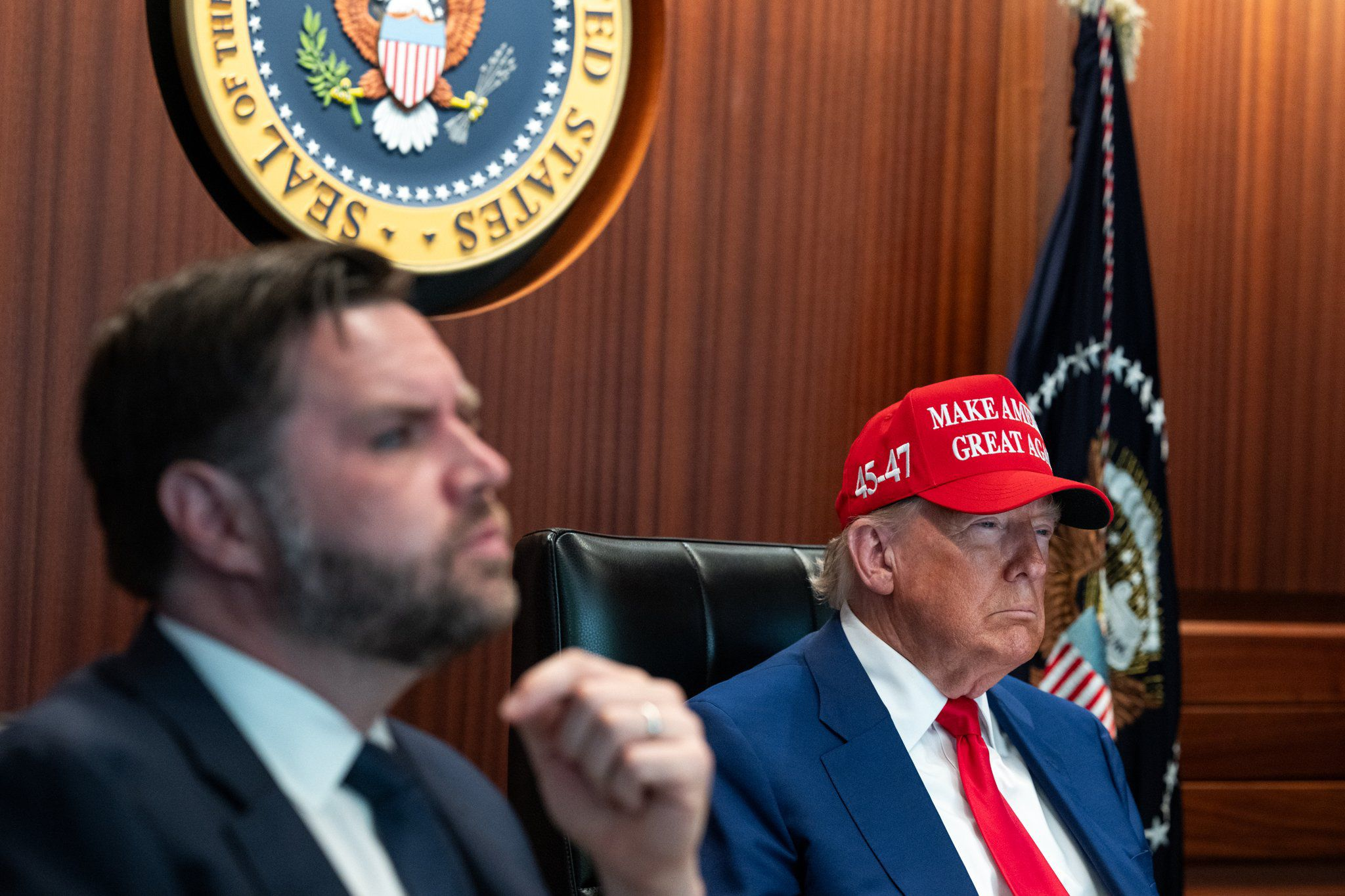 US President Donald Trump addresses the nation (along with JD Vance, Marco Rubio, and Pete Hegseth) following bombing of three Iranian nuclear sites, June 21, 2025. (Photo: Screenshot/Fox News)