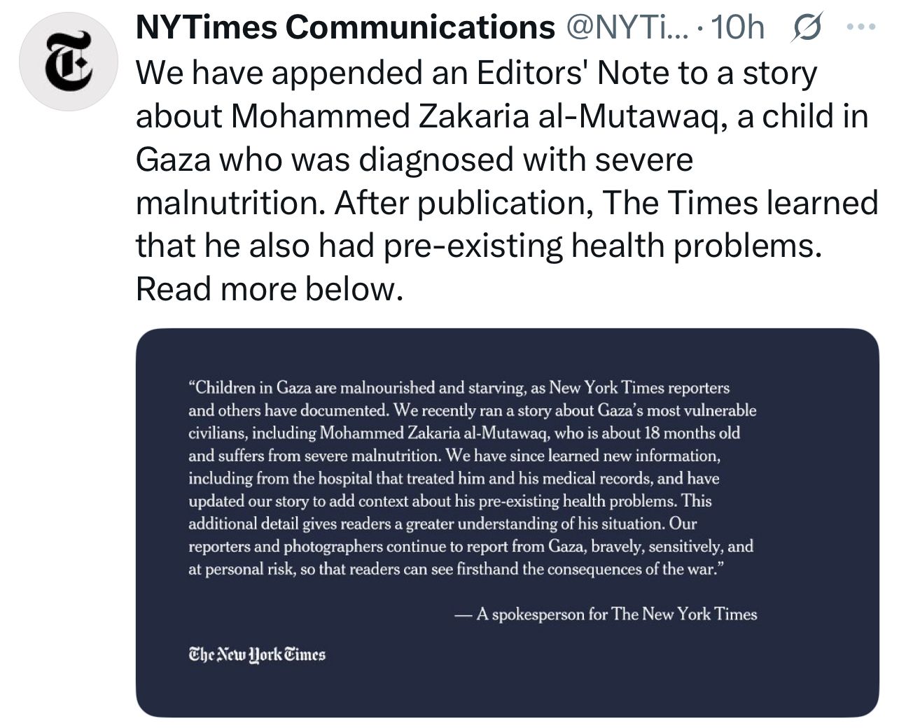 Mohammed Zakaria al-Mutawaq being held by his mother (Photo: Screenshot/NYT)