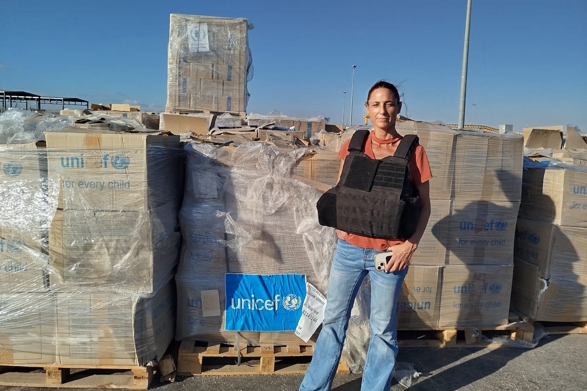 Humanitarian aid for Gaza at Kerem Shalom crossing (Photo: Maayan Hoffman)