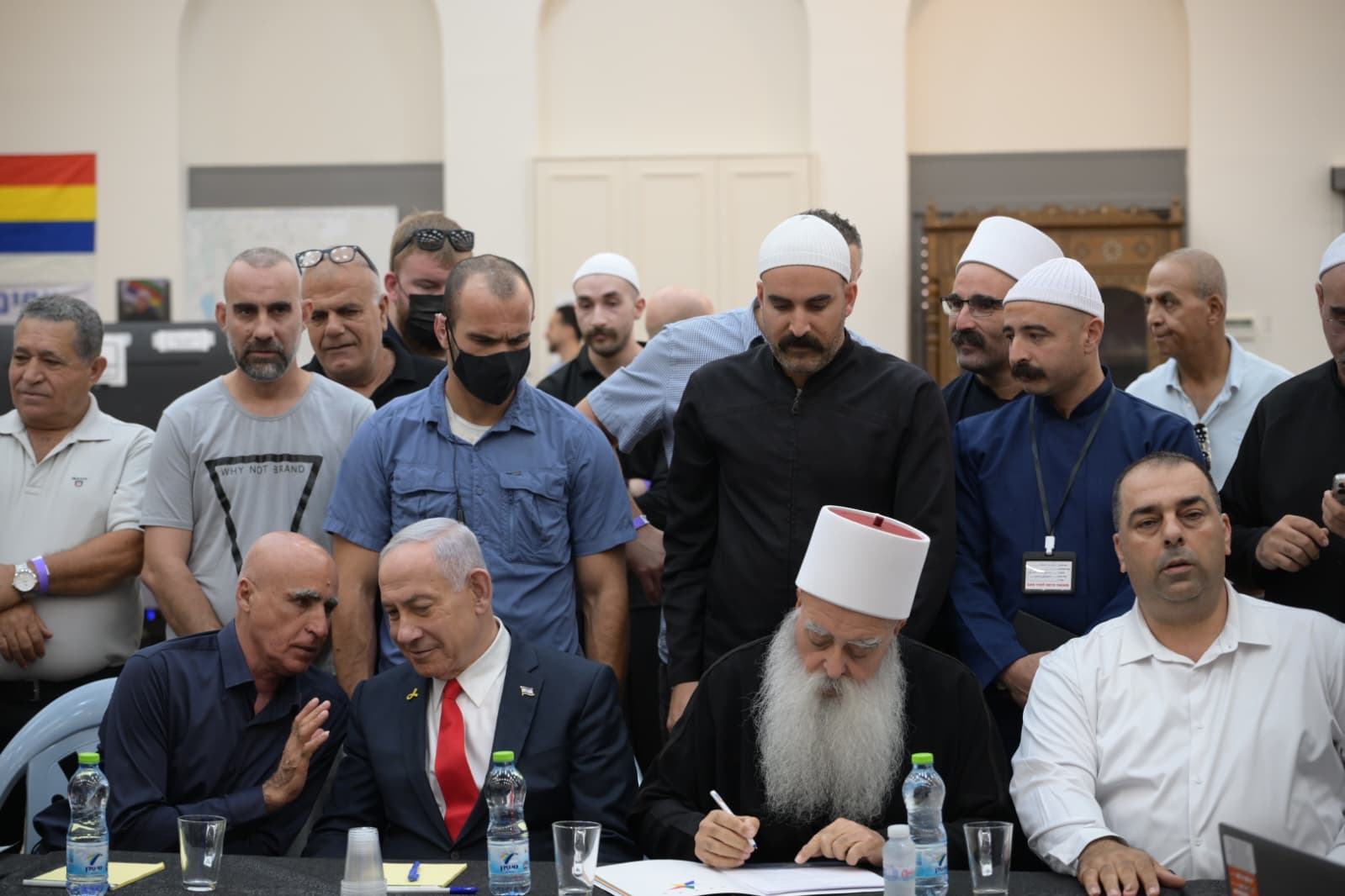Prime Minister Benjamin Netanyahu visits the Julis Local Council in northern Israel and meets with Druze community spiritual leader Sheikh Moafaq Tarif and other local leaders, Aug. 28, 2025. (Photo: Amos Ben-Gershon/GPO)