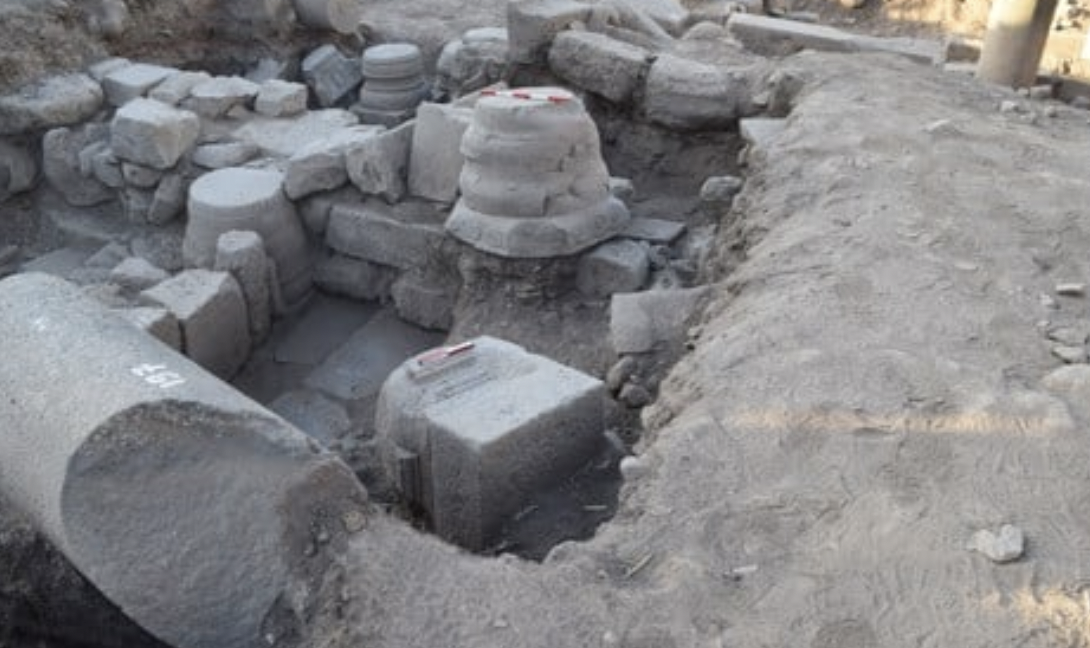 The synagogue uncovered at the excavation (Photo: Michael Azband)