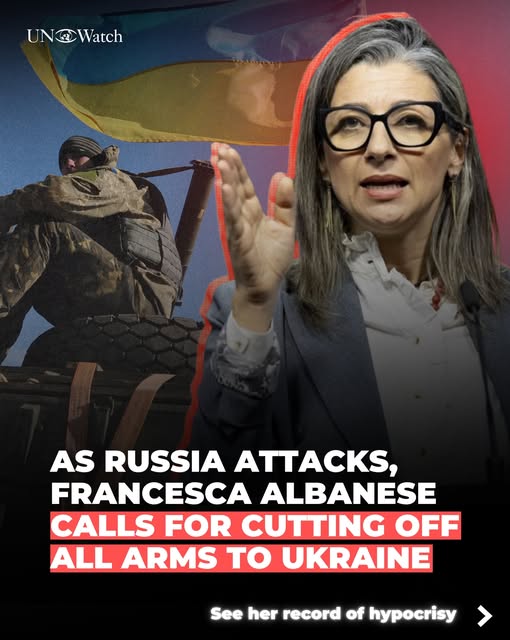 U.N. Rapporteur Francesca Albanese, Hamas’ de facto spokesperson, calls for weapons embargo against Ukraine, which would leave it defense…