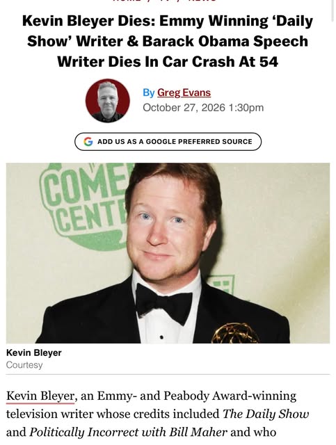 This one is truly heartbreaking. I was fortunate enough to work with Kevin when I was a Daily Show Corespondent. I’ve rarely met someone…