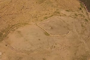 The footprint stone wall enclosure of the Gilgal Argaman site in the Jordan Valley, one of the Bible's Gilgal sites. (Photo: Screenshot)