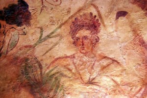 Figure of Greek mythology’s goddess Demeter appearing on the structure’s ceiling (Photography: Emil Aladjem, Israel Antiquities Authority).