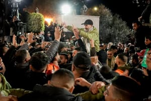 Friends and family members welcome Palestinian prisoners released from Israeli prisons, as they arrive at Ramallah Cultural Palace in the West Bank city of Ramallah, February 27, 2025. Photo by FLASH90
