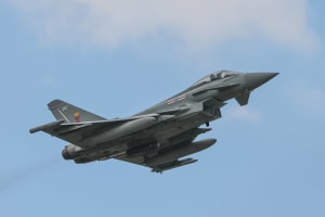 RAF Eurofighter Typhoon FGR4 at RAF Coningsby RAF Eurofighter Typhoon FGR4 takes off at RAF Coningsby, Coningsby, United Kingdom, 28th May 2025. (Photo by Mark Cosgrove via Reuters)