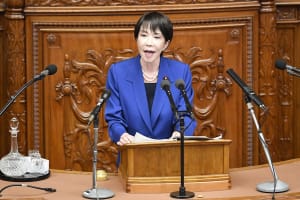 Japanese Prime Minister Sanae Takaichi delivers her first policy speech in parliament in Tokyo on Oct. 24, 2025, after taking office on Oct. 21. (Photo: Kyodo via Reuters)