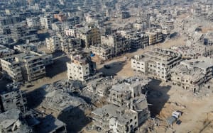 A drone view shows the destruction in a residential neighborhood, after the withdrawal of the Israeli forces from the area, amid a ceasefire between Israel and Hamas in Gaza, in Gaza City, October 24, 2025. (Photo: REUTERS/Dawoud Abu Alkas)