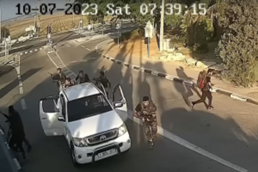 Hamas terrorists attacking Israeli kibbutz's on October 7, 2023. (Photo: Screenshot)