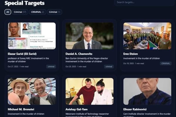 Anti-Zionist group Punishment for Justice Movement offers bounties on Israeli academics