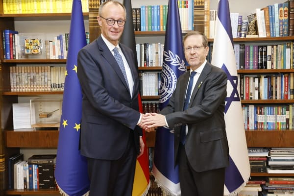 President Isaac Herzog welcomes German Chancellor Friedrich Merz on first official visit to Israel